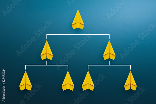 Business process, Workflow, Flowchart, Process Concept with yellow paper planes