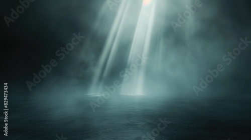 A minimalist abstract background with light rays softly breaking through a foggy haze  creating a serene atmosphere