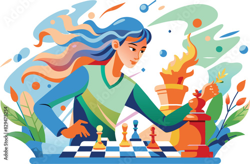 Chess player  flat illustration  vector illustration.