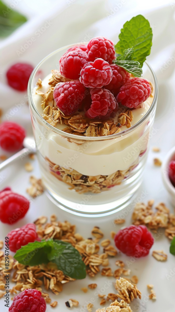 Parfait Glass with Yogurt and Granola Parfait Glass with Yogurt and Granola