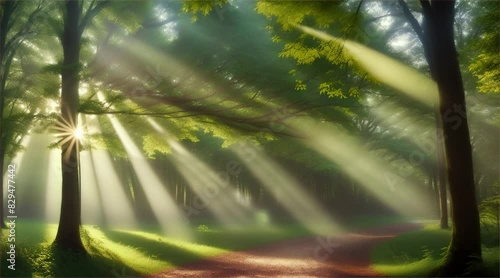 sun shining through the trees