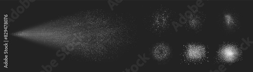Water spray effect, realistic cosmetic mist, transparent atomizer splash.