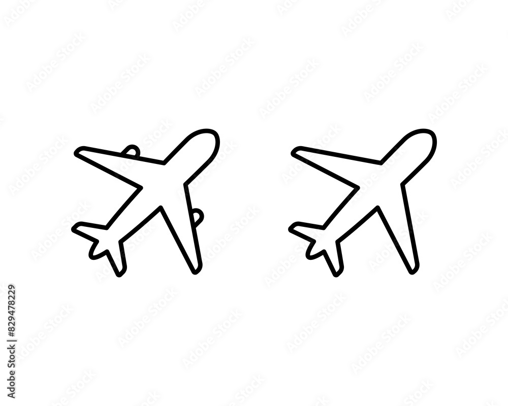 Airplane line icon isolated on white background. Airplane line icon isolated on white background.