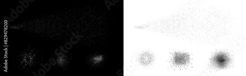 Water spray mist background. Sprayer fog isolated on black transparent background. Transparent water shower spray elements, lawn watering, air freshener or irrigation