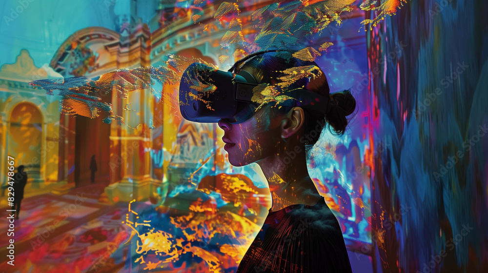 Fototapeta premium The Future of Digital Art: AI-Generated Artworks Showcased in Virtual Galleries and Augmented Reality Installations