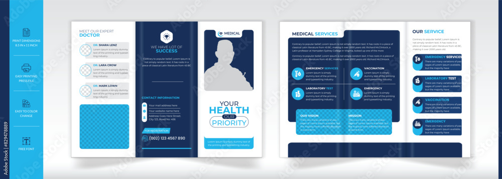 Medical annual report trifold brochure design template Medical annual report trifold brochure design template