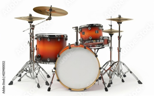 A drum set, high resolution, against a white background 