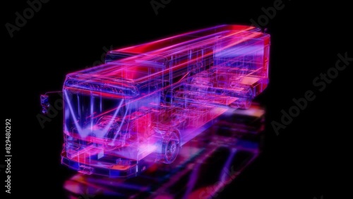 Rendering 3D animation, VISUAL EFFECTS Bus Model on a black background