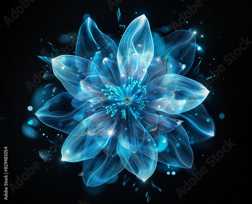 abstract fractal background Blue flower photo