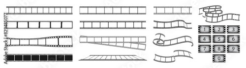 Filmstrip set. Creative vector illustration of old retro film strip frame set isolated on transparent background