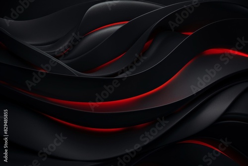 Red Wavy Satin glass Background Neon Lighting red abstract background with curves and a light red background. - Generative AI. Beautiful simple AI generated image in 4K, unique. photo