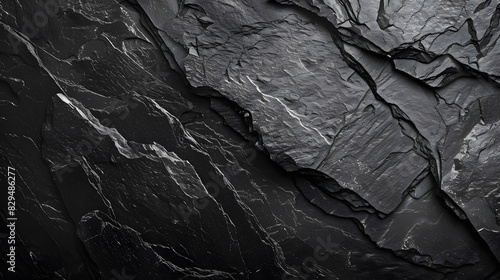 Obraz na płótnie Dark grey black slate texture background. Generative AI.