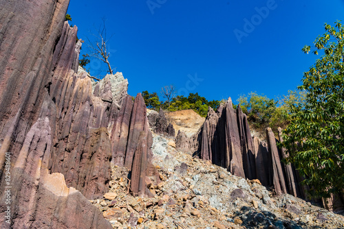 Pilgrimage Religious Hindi Site Shiva Linga Dham Temple & Sand Canyons in Bedkot, Kanchanpur, Nepal photo