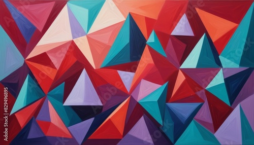 reimagine Oil painting A colorful abstract geometric  background  photo