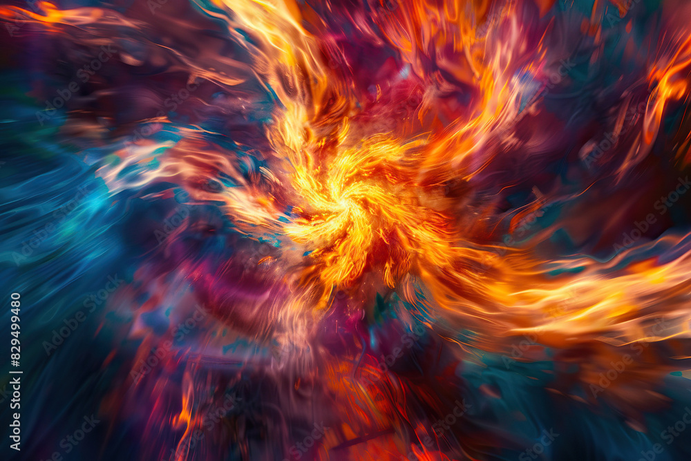 Fototapeta premium Generative ai on theme of scary huge hurricane fire tornado, apocalyptic dramatic background