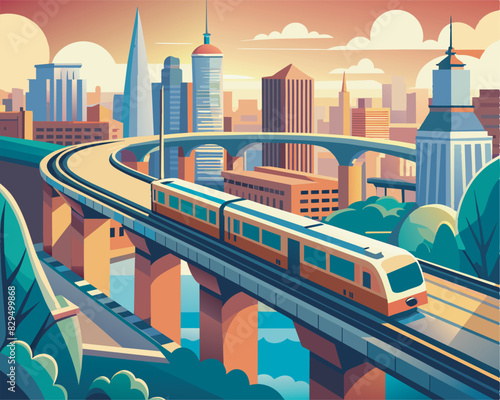 train transport flat vector illustration