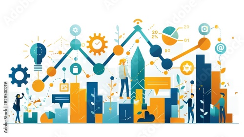 Abstract illustration of people collaborating and working together to achieve success and growth.