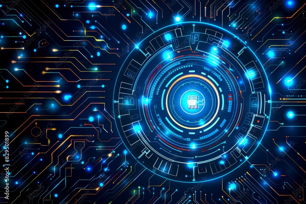 Blue circuitry with a central lock, illustrating core data security and encryption. Blue circuitry with a central lock, illustrating core data security and encryption.