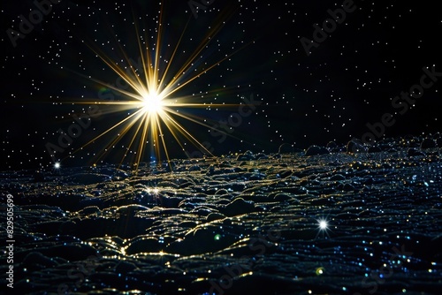 A radiant star shining brightly amidst a sea of darkness, symbolizing guidance and inspiration.