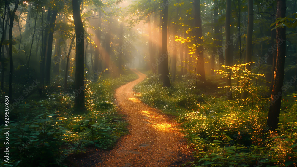 Fototapeta premium A path winding through a silent forest