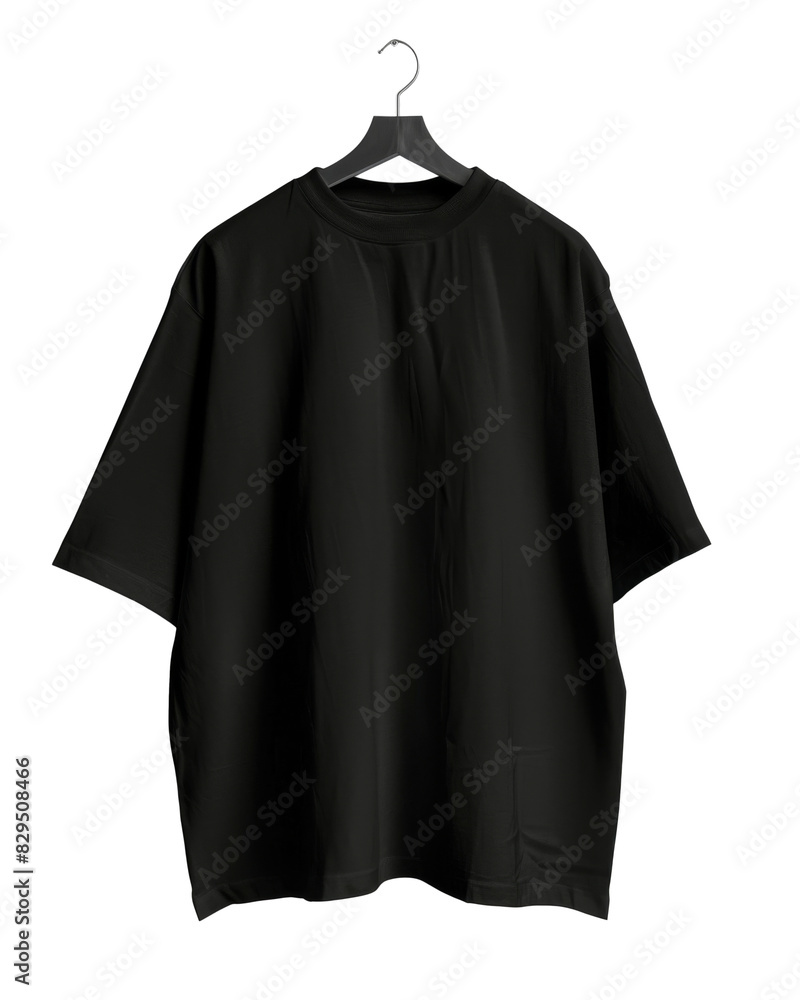 Black oversized t-shirt on hanger transparent background Black oversized t-shirt on hanger transparent background