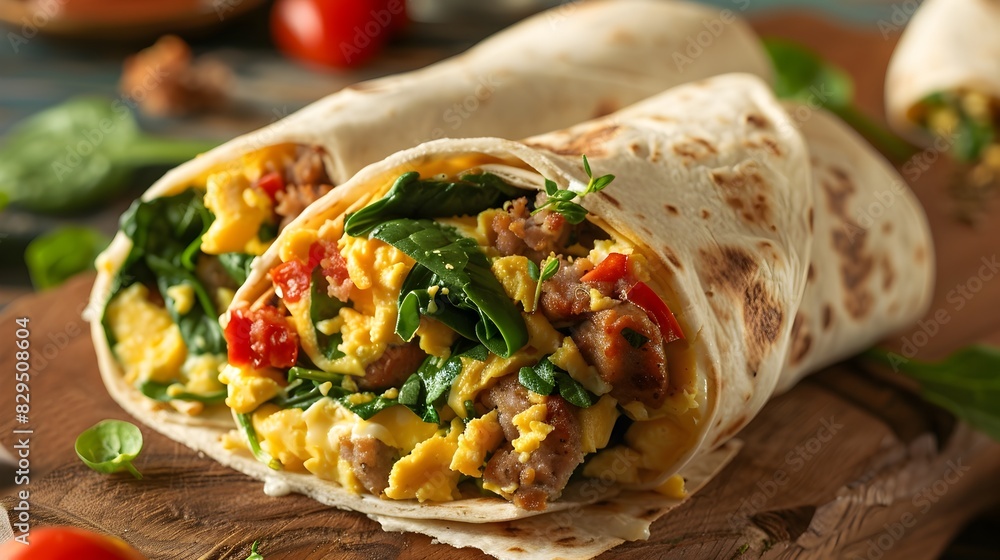 Frozen Breakfast Burrito with Nutrient Rich Fillings in Wholesome Tortilla Wrap Frozen Breakfast Burrito with Nutrient Rich Fillings in Wholesome Tortilla Wrap