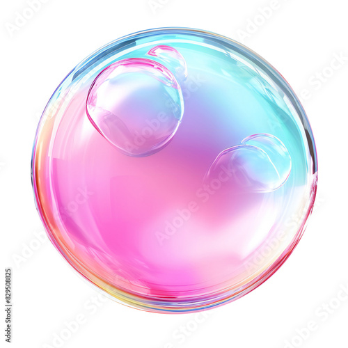 Colorful iridescent soap bubble on transparent background © kilimanjaro 