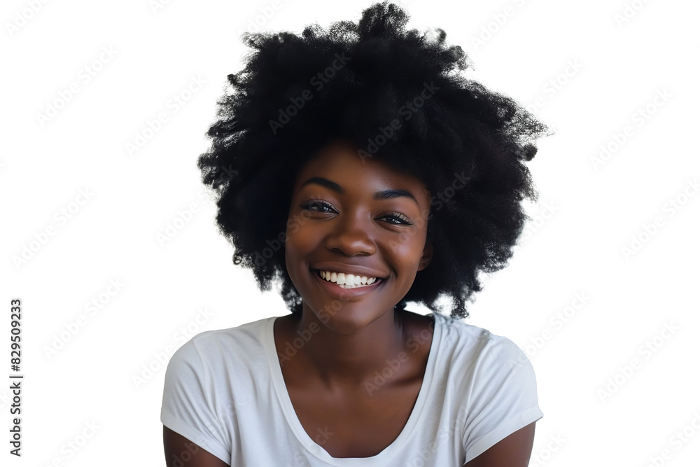 portrait of a happy black woman with curly hair png portrait of a happy black woman with curly hair png