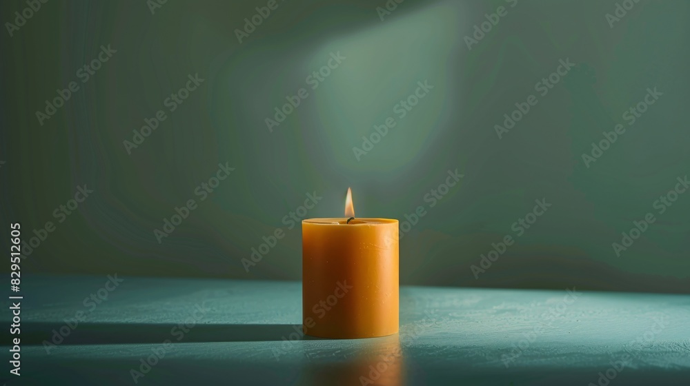 A tranquil and simple arrangement, a lone beeswax candle with a dancing light emitting a gentle glow that softly embraces the area. The setting remains inconspicuous. A tranquil and simple arrangement, a lone beeswax candle with a dancing light emitting a gentle glow that softly embraces the area. The setting remains inconspicuous.