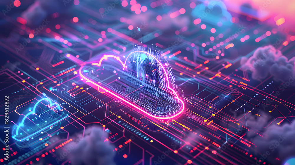 Cloud computing technology concept. Futuristic illustration Cloud computing technology concept. Futuristic illustration