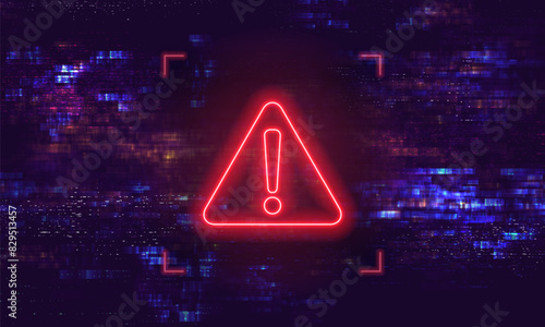 Danger sign. Hacked system or cyber attack. Vector illustration.