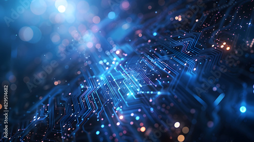 Banner for technology web page, futuristic banner with blue tonality