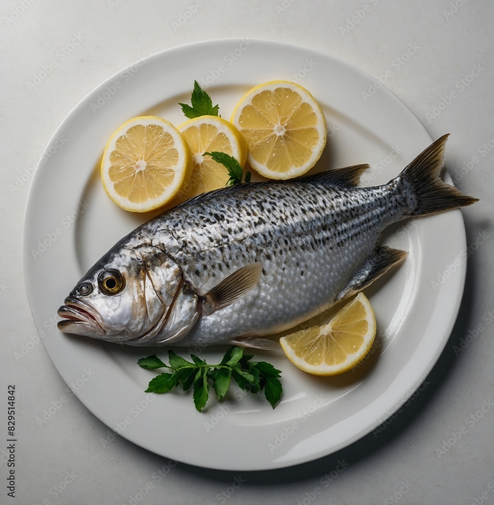 Default_A_fish_on_a_white_plate_with_half_a_lemon_ GENERATIVE AI Default_A_fish_on_a_white_plate_with_half_a_lemon_ GENERATIVE AI