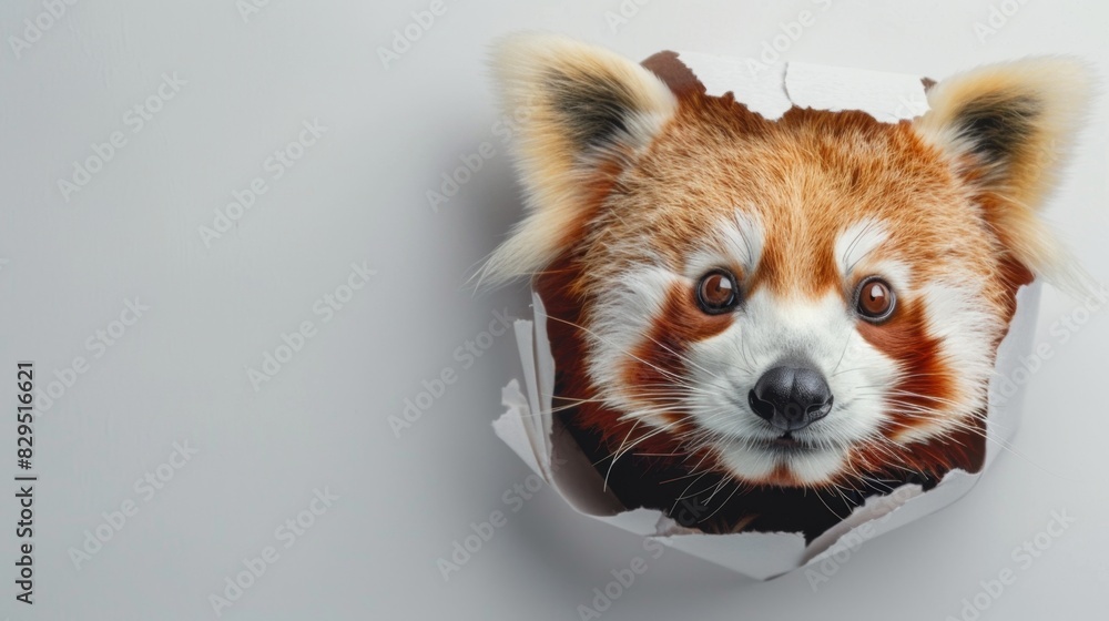 Obraz premium Close-Up of Red Panda on White Paper