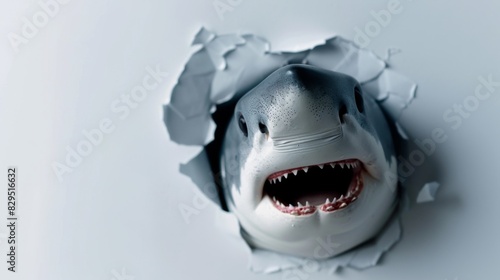 Shark Breaking Through Hole in Wall