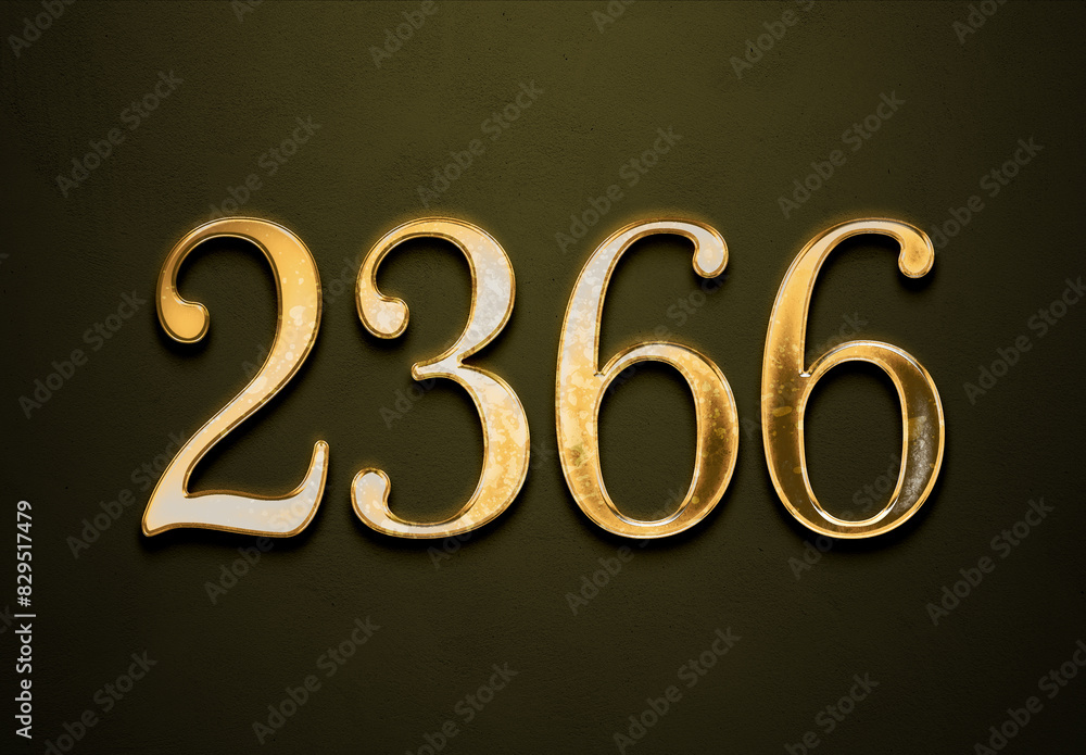 Old gold effect of 2366 number with 3D glossy style Mockup. Old gold effect of 2366 number with 3D glossy style Mockup.