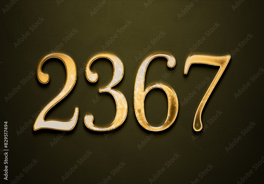 Old gold effect of 2367 number with 3D glossy style Mockup. Old gold effect of 2367 number with 3D glossy style Mockup.