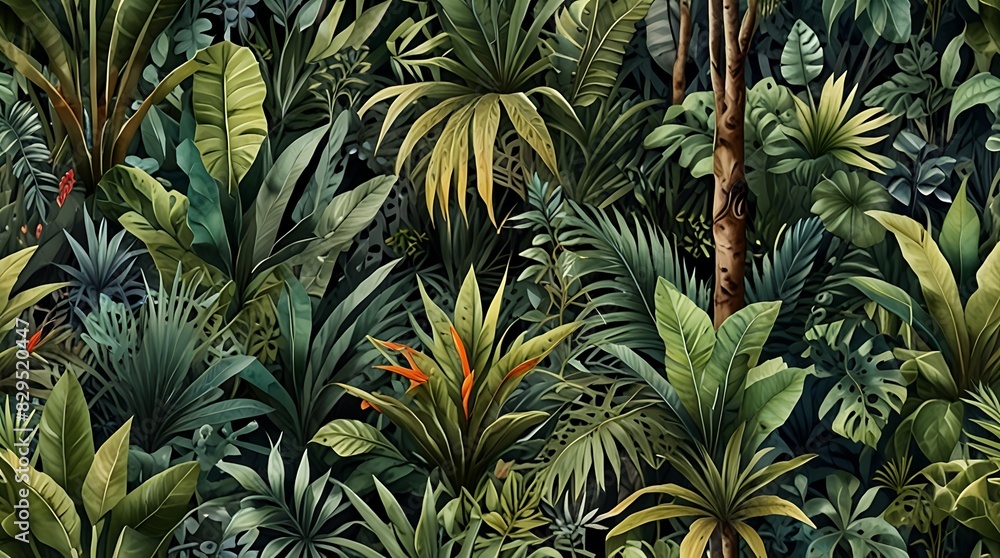 Obraz premium dark green background with a pattern of different types 