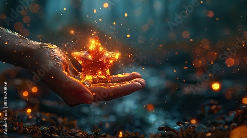 An image of a hand holding a glowing star.
