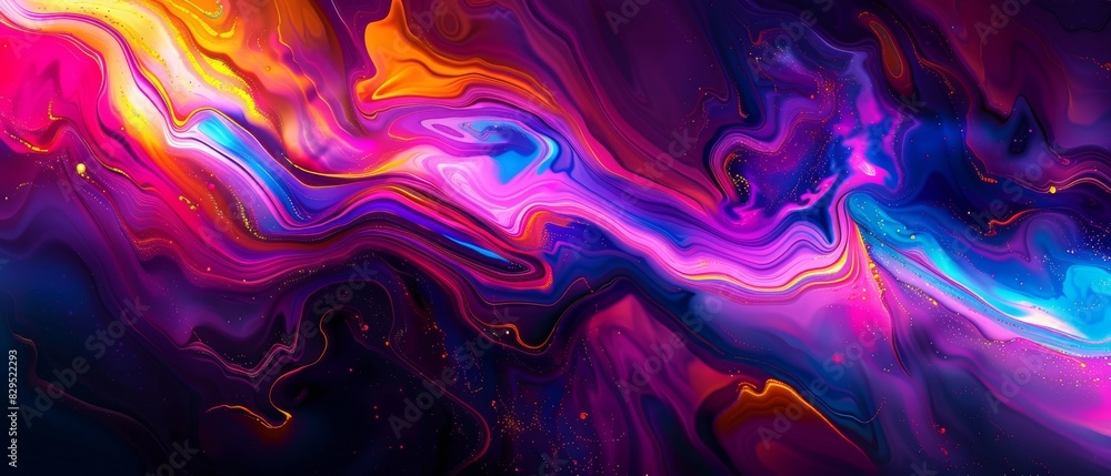 Anamorphic lens effects distort this abstract colorful background into a swirling vortex of vibrant, eye-catching hues.