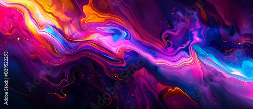 Anamorphic lens effects distort this abstract colorful background into a swirling vortex of vibrant, eye-catching hues.