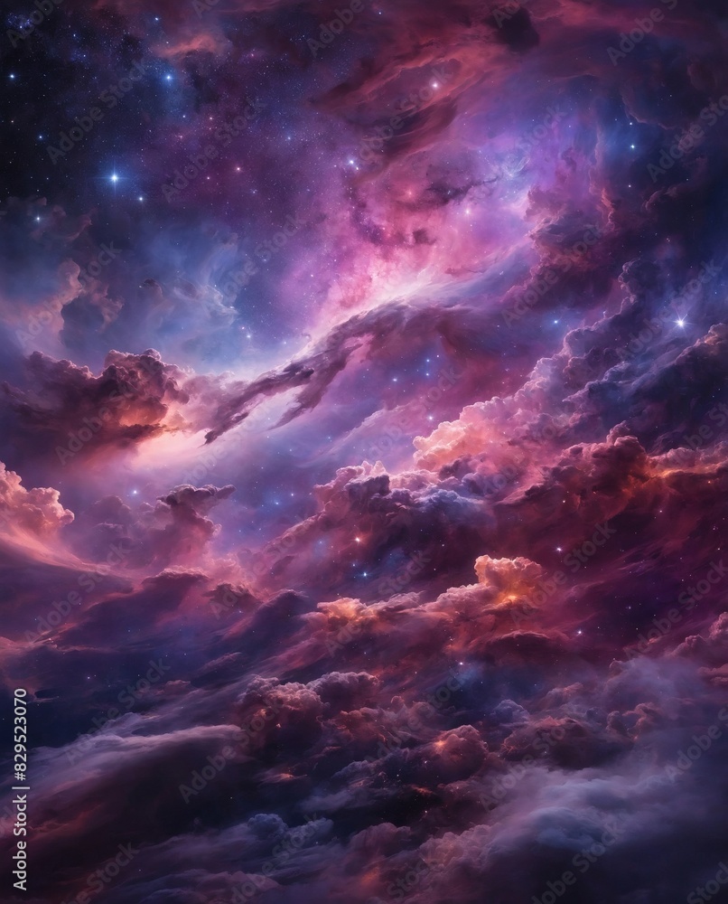 Dreamy blend of starlight and swirling pink and purple stardust clouds.