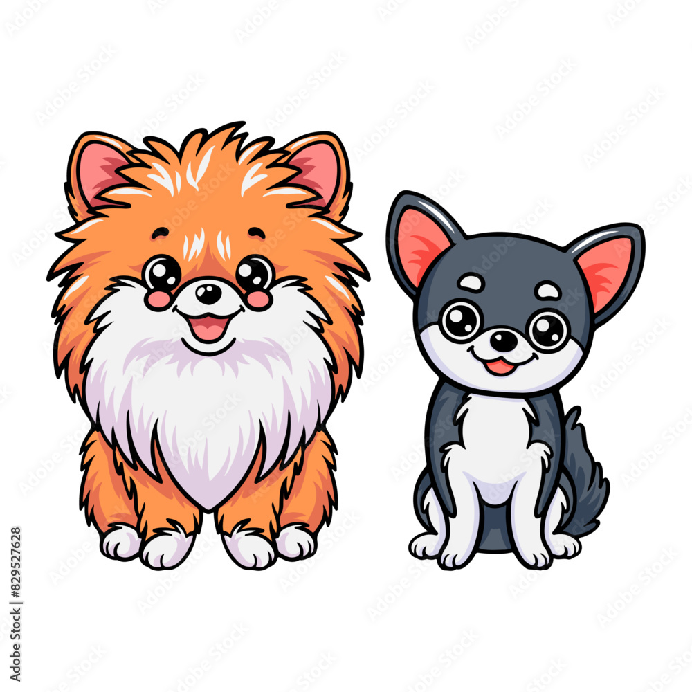 Set of cute cartoon Welsh Corgi dogs in various poses. Perfect vector illustration in flat art style on a white background for all your design needs. Set of cute cartoon Welsh Corgi dogs in various poses. Perfect vector illustration in flat art style on a white background for all your design needs.