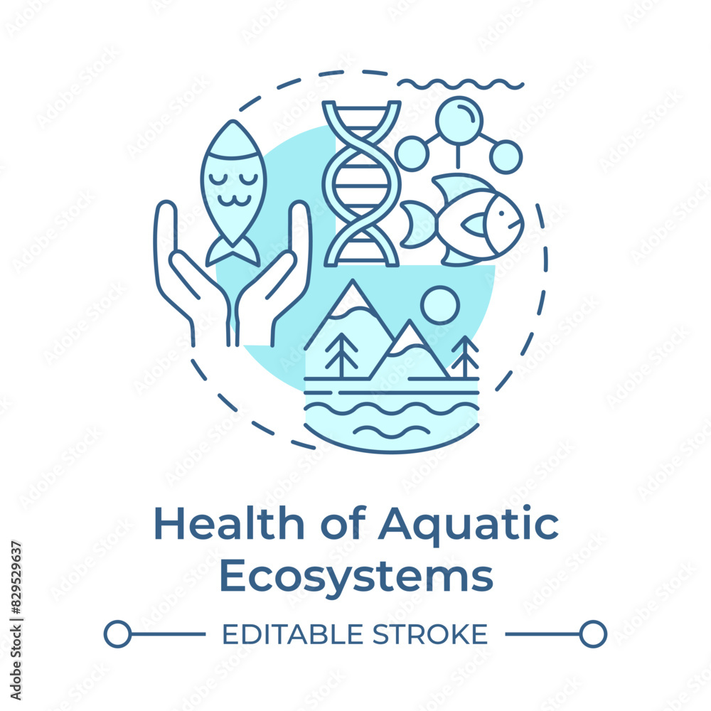 Health of aquatic ecosystems soft blue concept icon. Ecology preservation, eco friendly. Round shape line illustration. Abstract idea. Graphic design. Easy to use in infographic, presentation Health of aquatic ecosystems soft blue concept icon. Ecology preservation, eco friendly. Round shape line illustration. Abstract idea. Graphic design. Easy to use in infographic, presentation