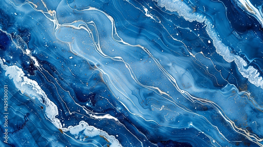 Blue and White Marble Pattern with Silver Highlights - High Resolution Blue and White Marble Pattern with Silver Highlights - High Resolution