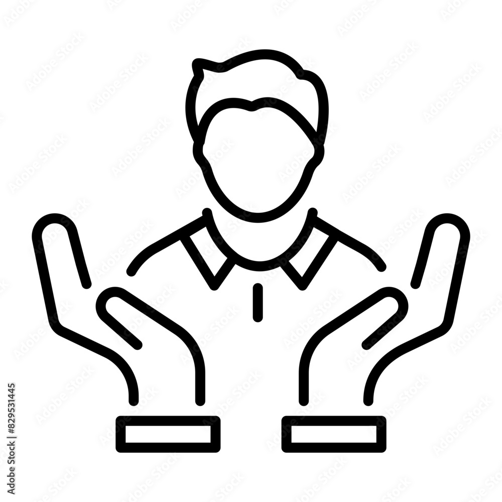 Here’s a linear icon of worker care Here’s a linear icon of worker care