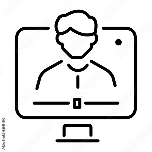 Modern line style icon of online interview 