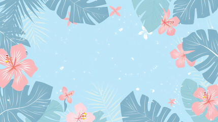 Tropical floral background with pastel colors AI generated