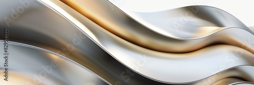 gold , siver gradient, curved shape, white background, 3d render, simple shapes, in the style of simple, minimal, green light, aspect ratio 3:1 for banner, landing page, blog, website BG