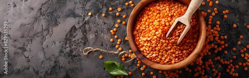 Various legumes Chickpeas, red lentils, healthy eating nutrition vegetarian recipes on black stone background photo